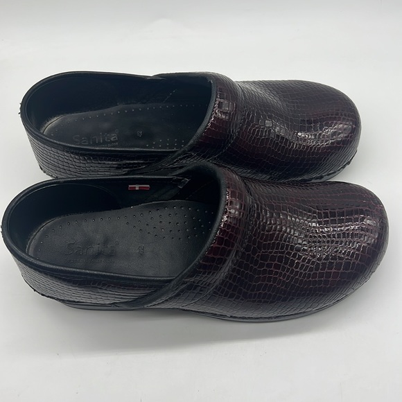SANITA The Original Danish Clogs Burgundy Croc Embossed Leather EU Size … - Picture 7 of 11